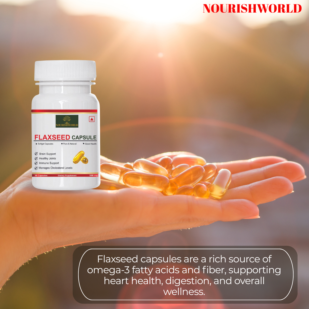 NOURISHWORLD | Omega 3 Capsule, Flaxseed Capsule, Omega 3 6 9 Capsules For Men & Women | Omega 369 Supplement For Heart, Skin (Combo Pack)