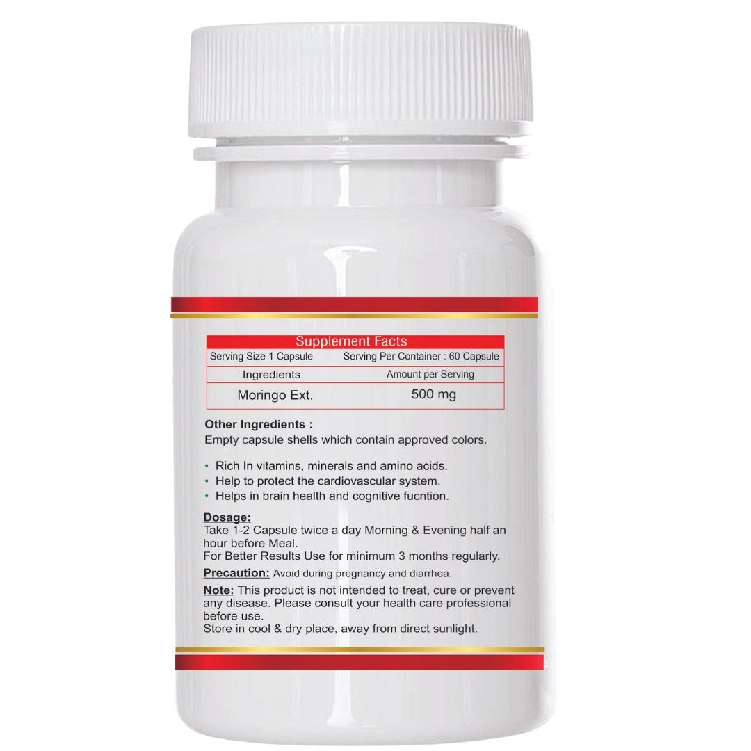 NOURISHWORLD | Moringa Leaf Powder Capsules Drumstick Tree Leaf Powder Capsules, Pure Shigru