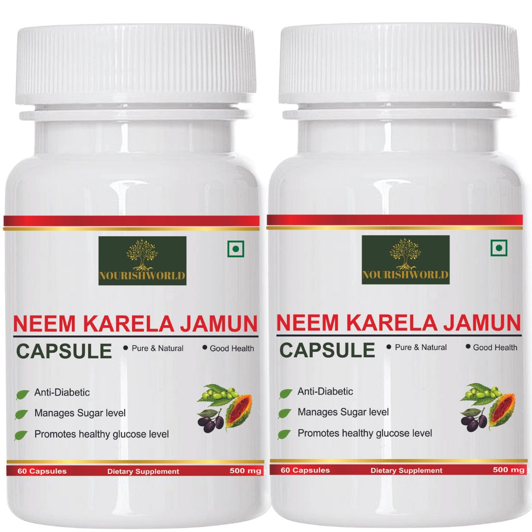 NOURISHWORLD | Diabetic care capsule with Karela, Jamun, Neem, and Methi extracts for Blood sugar control | Improve insulin sensitivity(Combo Pack)| Reduce bad cholesterol | Improve metabolism