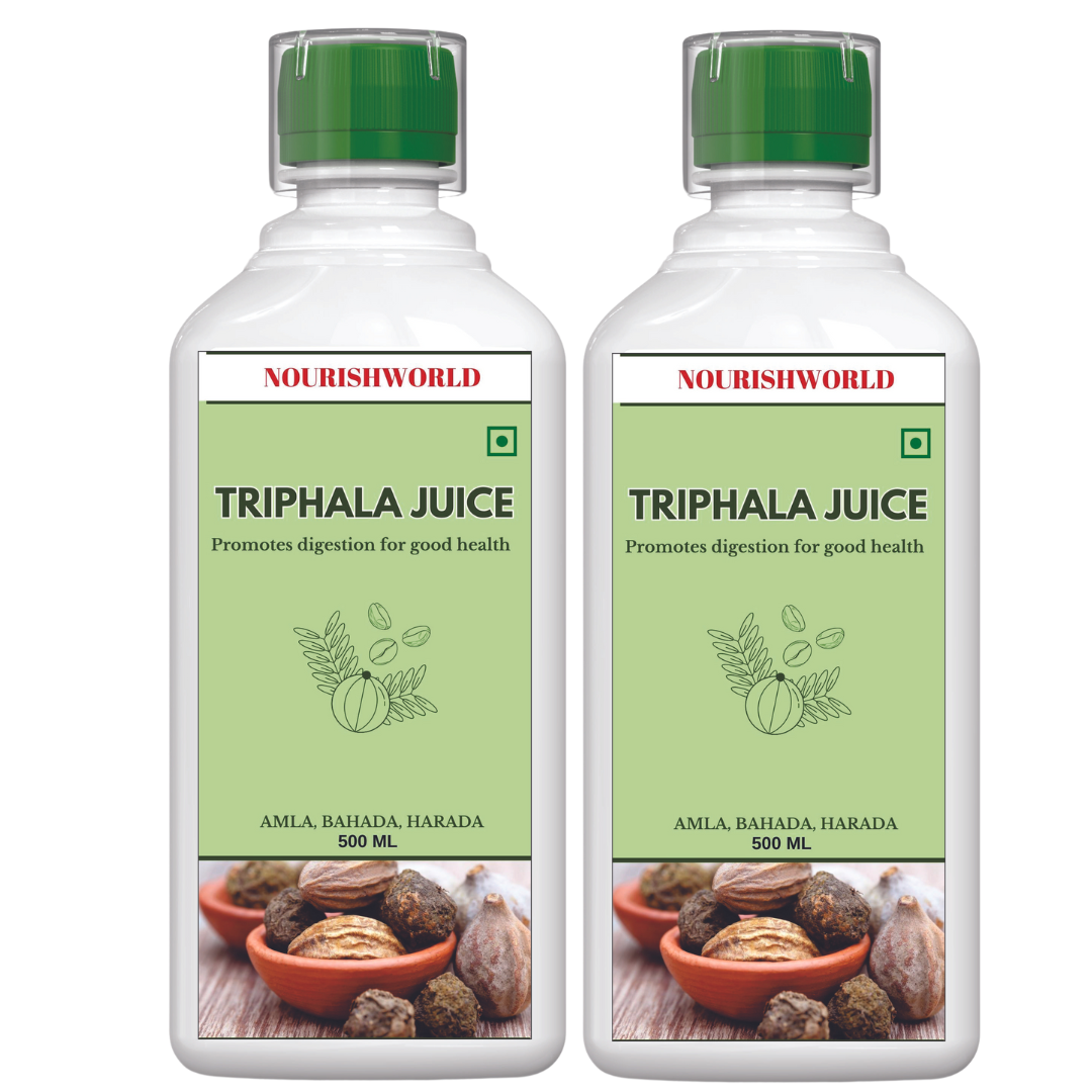 NOURISHWORLD | Triphala Juice 500ml | 100% Ayurvedic | Relieves Constipation & Improves Digestion | No Added Sugar (Pack of 2)