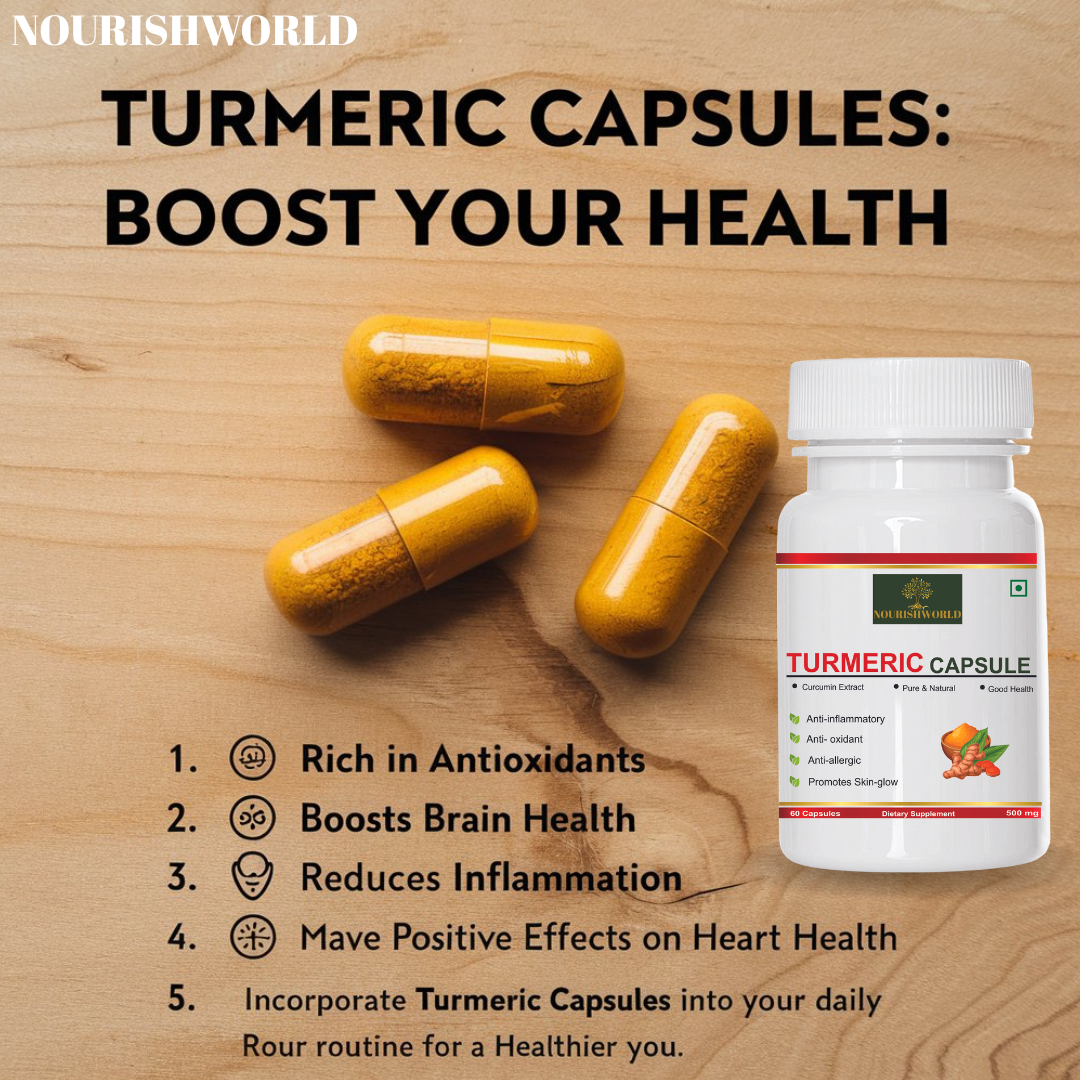 NOURISHWORLD | Turmeric Capsules (Haldi with Black Pepper) | Curcumin Supplement 500 mg | 60 Capsules (Combo Pack) (Pack of 2)