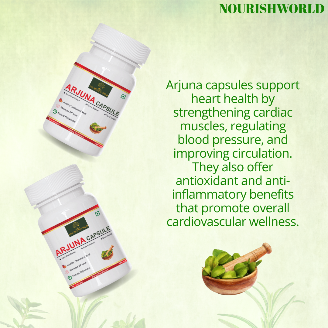 Arjuna Capsules 500mg Capsules | Arjun chal extract | Natural | Supports Heart Health | Manages Cholesterol Level
