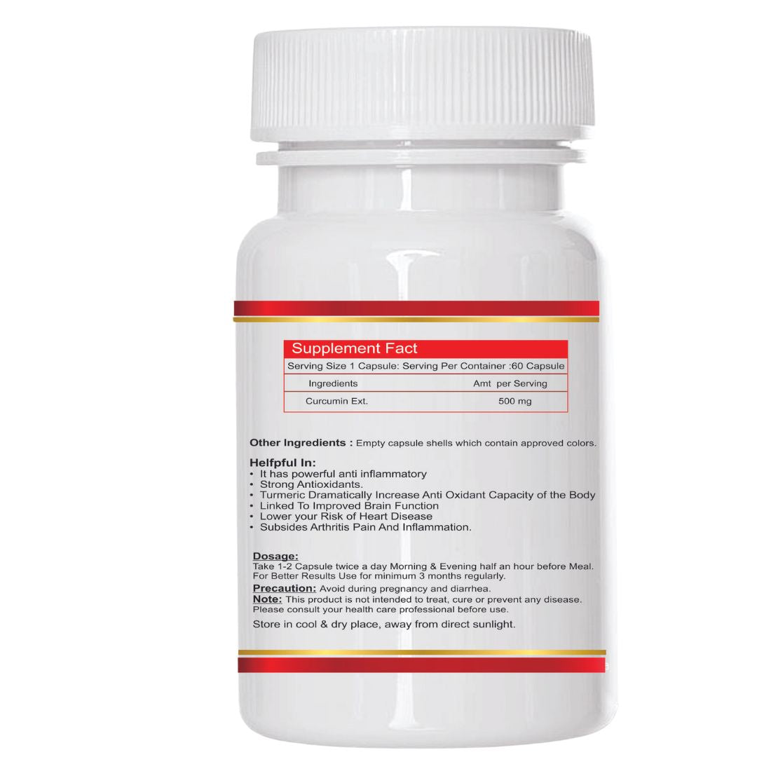 NOURISHWORLD | Turmeric Capsules (Haldi with Black Pepper) | Curcumin Supplement 500 mg | 60 Capsules