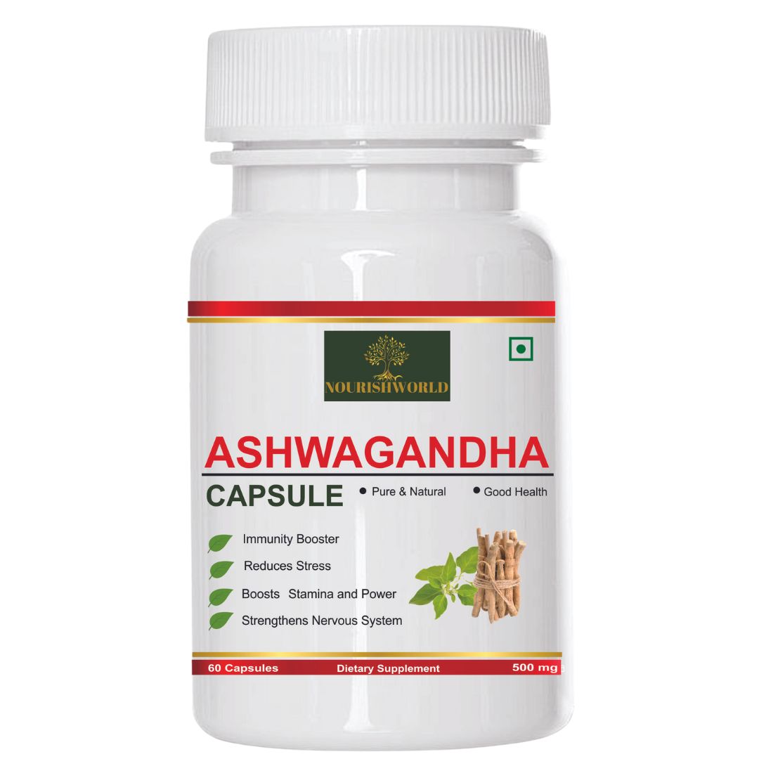 NOURISHWORLD | Ashwagandha 500Mg | Boost Energy, Strength, Stamina | Helps Anxiety & Stress Relief For Men & Women