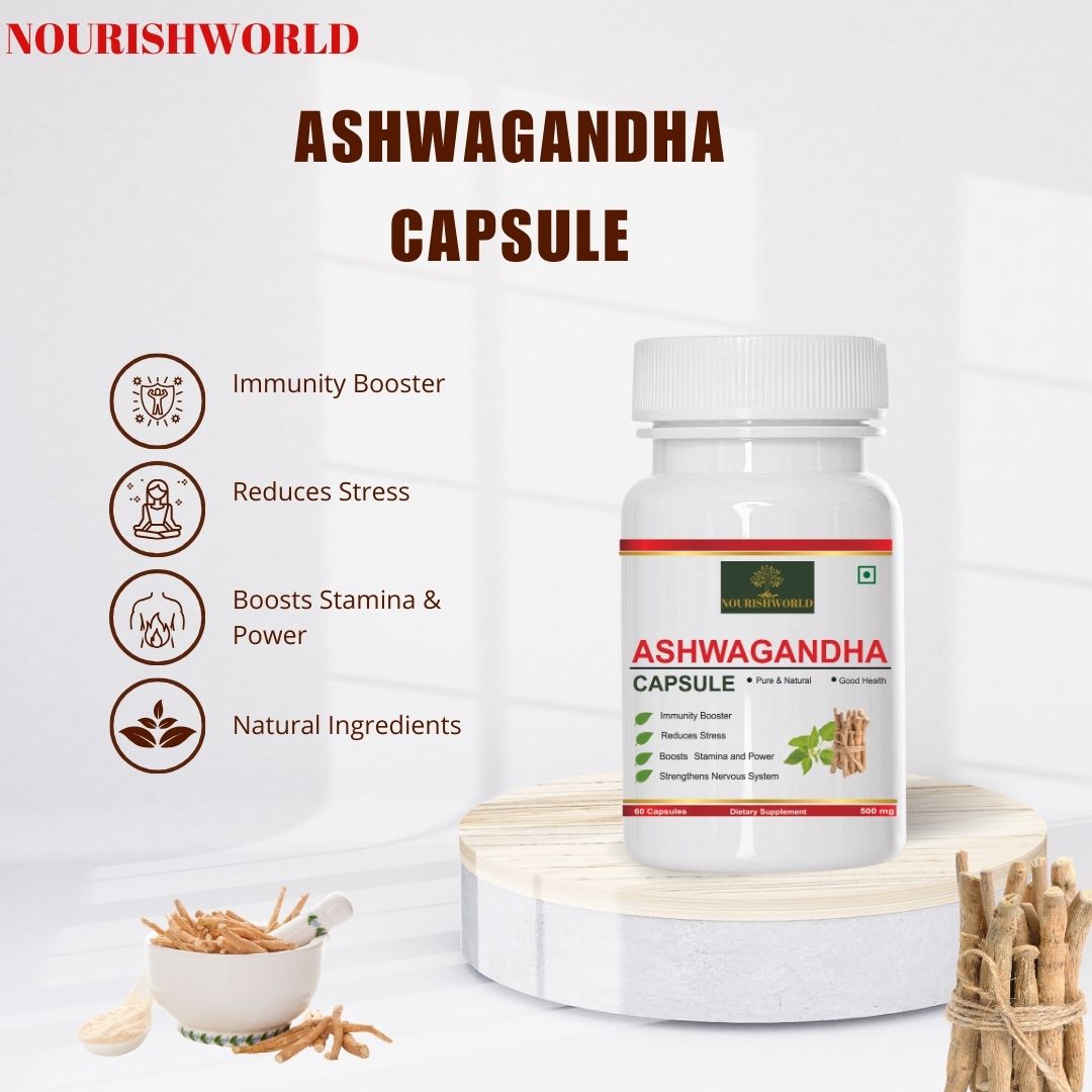 NOURISHWORLD | Ashwagandha 500Mg | Boost Energy, Strength, Stamina | Helps Anxiety & Stress Relief For Men & Women