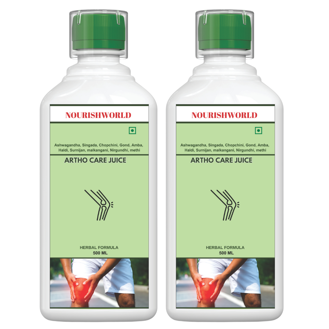 NOURISHWORLD | Joint Pain Care Juice - 500 ml | Natural Pain Reliever |9 Powerful Herbs like Rasana, Kutaki, Daru Haridra Ashwagandha Strengthens the muscle | Sugar free Juice (Pack of 2)