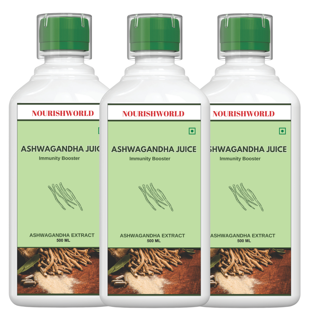 NOURISHWORLD | Ayurvedic Ashwagandha Juice 500ml to Reduce Stress & Anxiety Naturally | Boosts Energy Levels | Sugar Free (Pack of 3)