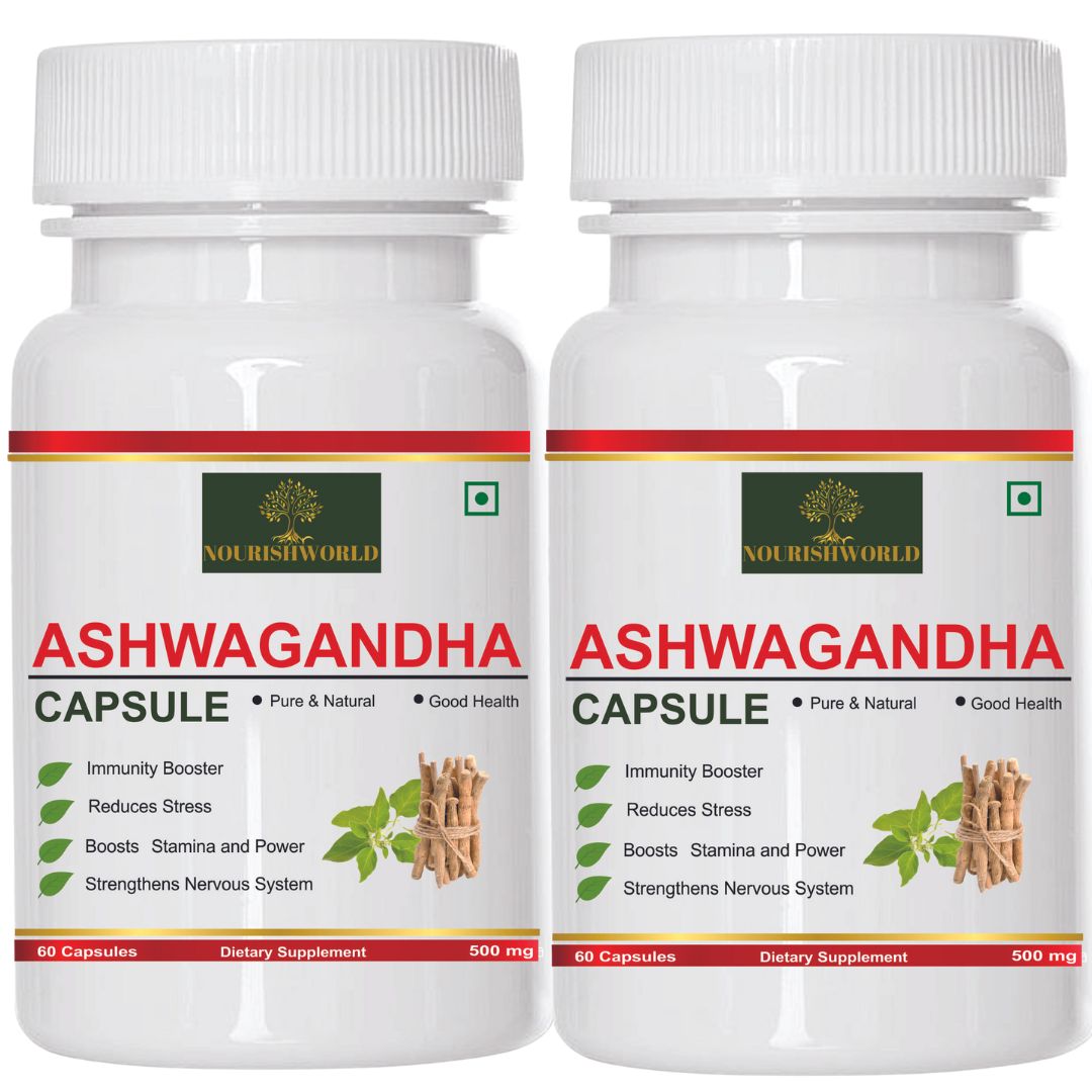 NOURISHWORLD | Ashwagandha 500Mg | Boost Energy, Strength, Stamina | Helps Anxiety & Stress Relief For Men & Women(Combo Pack)