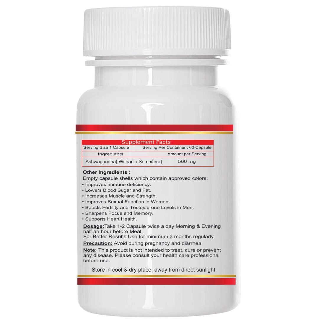 NOURISHWORLD | Ashwagandha 500Mg | Boost Energy, Strength, Stamina | Helps Anxiety & Stress Relief For Men & Women