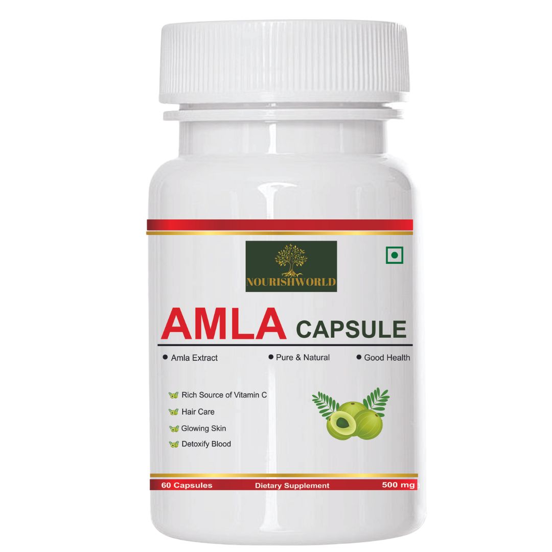 NOURISHWORLD | Amla Capsules - Health Booster | Rich in Antioxidants | Provides Protection against Infections | Pure herbs