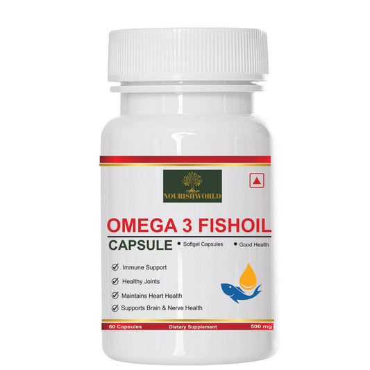 NOURISHWORLD | Fish Oil Capsule For Men And Women, 60 Omega 3 Fish Oil Capsules 500mg for Brain, Heart, Eyes