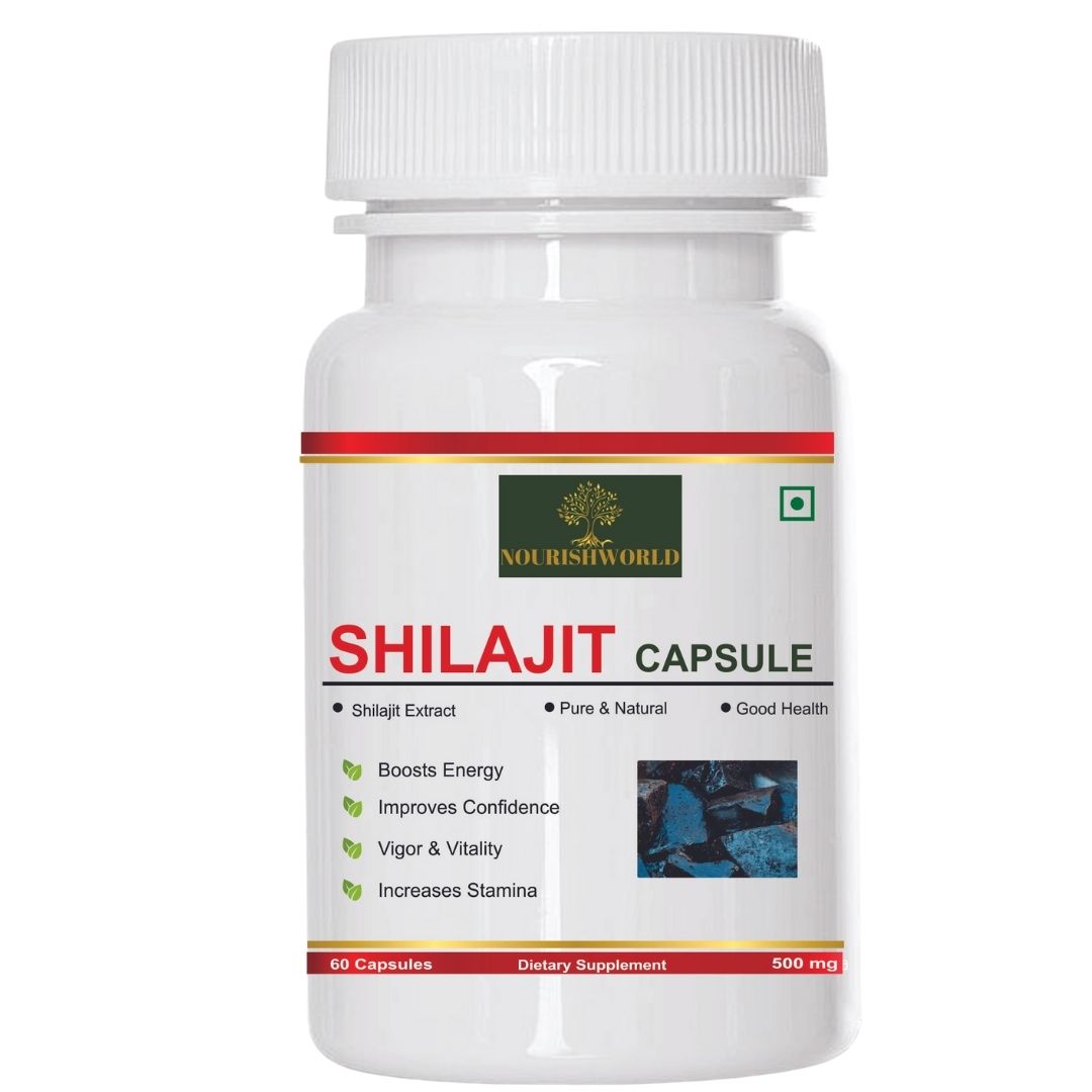 NOURISHWORLD | Shilajit Ayurvedic Capsules | Pure Shilajit With Antifatigue , Anti Inflammatory Benefits | For Vigour & Strength | Immunity Booster