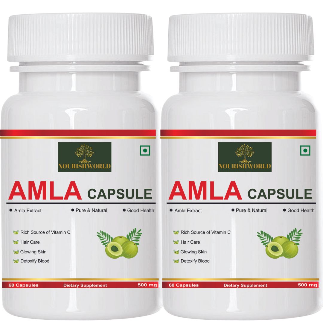 NOURISHWORLD | Amla Capsules - Health Booster | Rich in Antioxidants | Provides Protection against Infections | Pure herbs (Combo Pack)