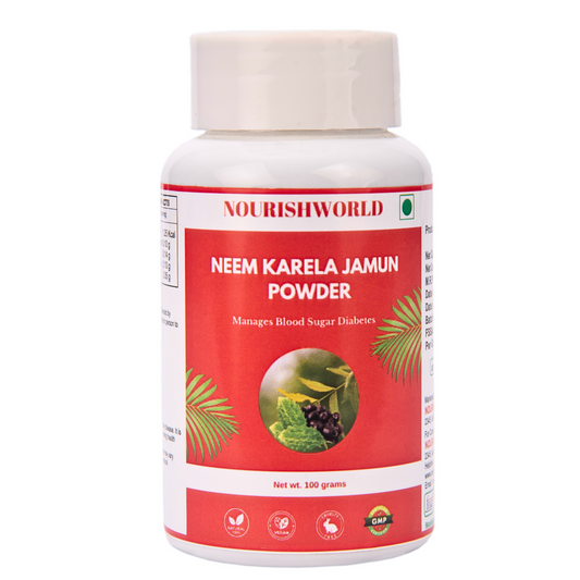 NOURISHWORLD | Herbals Neem Karela Jamun Powder 100gm | Maintaining Blood Sugar Levels | 100% Natural - No Added Sugar