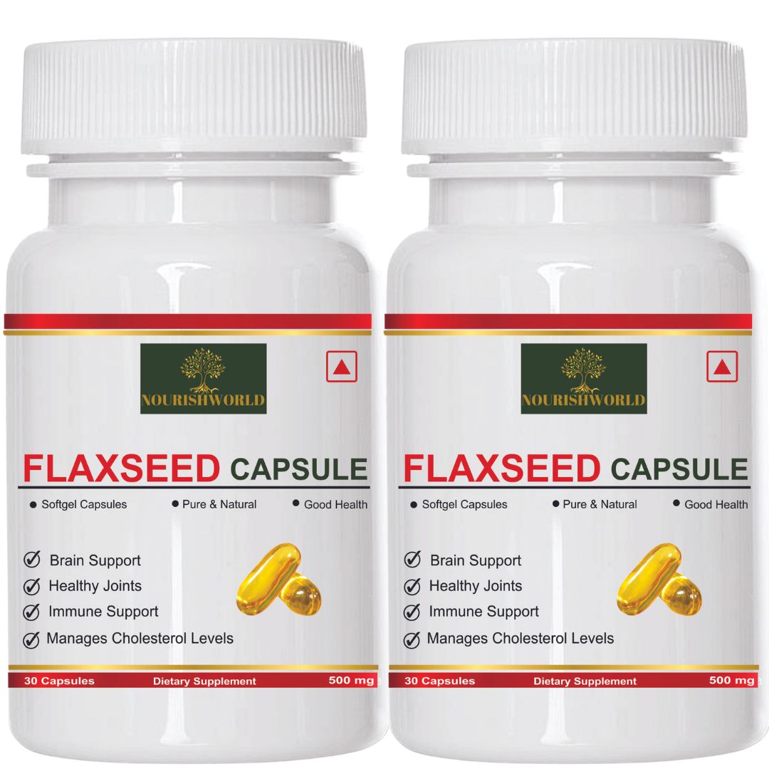 NOURISHWORLD | Omega 3 Capsule, Flaxseed Capsule, Omega 3 6 9 Capsules For Men & Women | Omega 369 Supplement For Heart, Skin (Combo Pack)