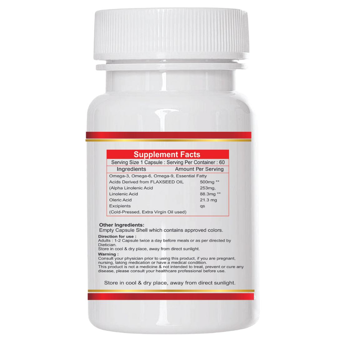 NOURISHWORLD | Omega 3 Capsule, Flaxseed Capsule, Omega 3 6 9 Capsules For Men & Women | Omega 369 Supplement For Heart, Skin (Combo Pack)
