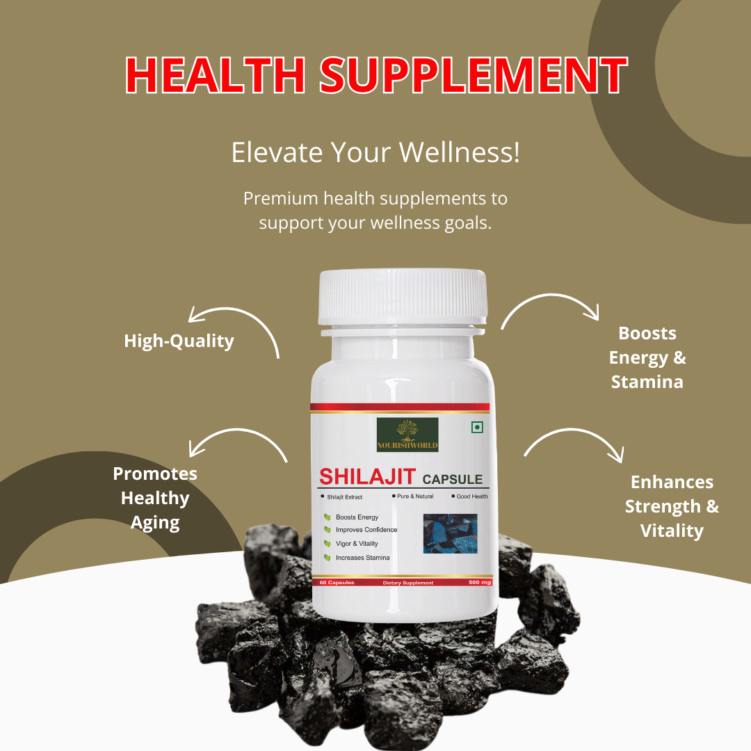 NOURISHWORLD | Shilajit Ayurvedic Capsules | Pure Shilajit With Antifatigue , Anti Inflammatory Benefits | For Vigour & Strength | Immunity Booster