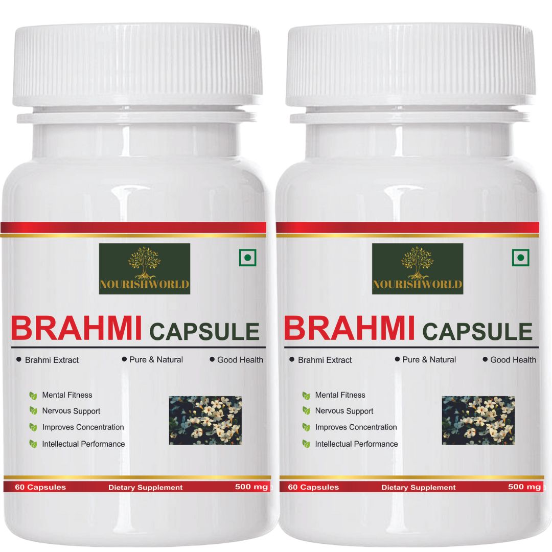 NOURISHWORLD | Brahmi Capsules | Pure Herbs for Mind Wellness | Helps Improves Alertness (Combo Pack)