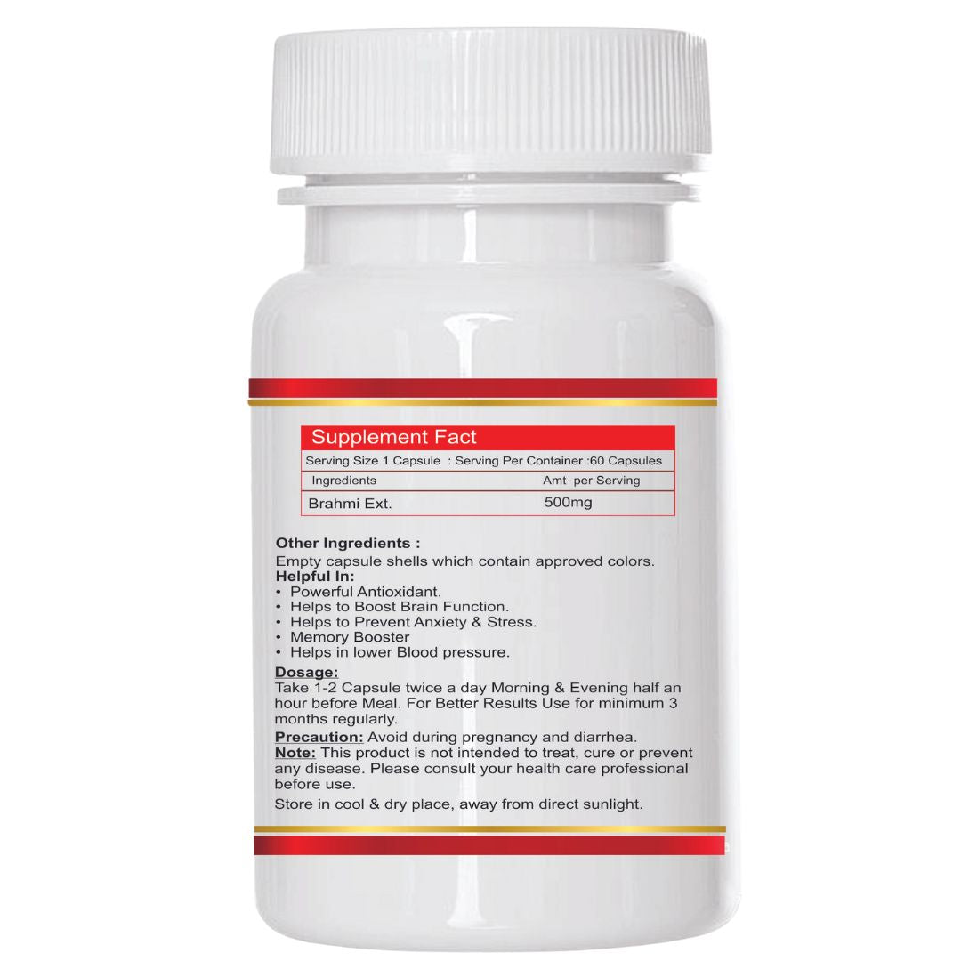 NOURISHWORLD | Brahmi Capsules | Pure Herbs for Mind Wellness | Helps Improves Alertness (Combo Pack)