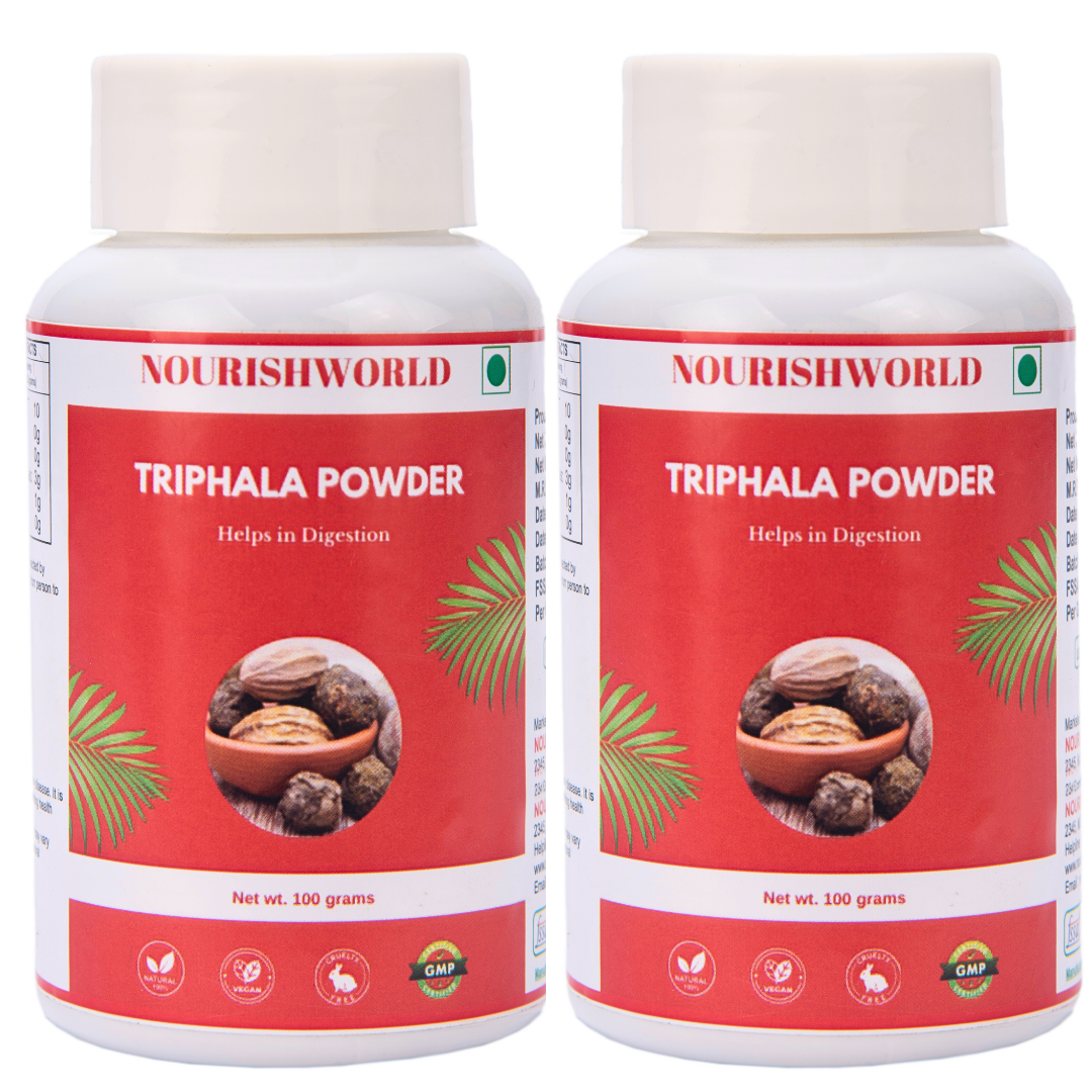 NOURISHWORLD | Triphala Churna 100gm | Helps Relieve Constipation | Quick Acidity & Gas Relief (pack of 2)