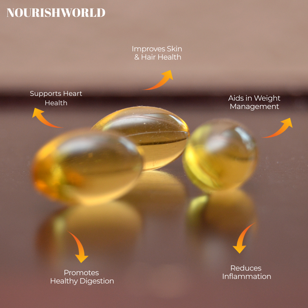 NOURISHWORLD | Omega 3 Capsules ,Flaxseed Capsules,Omega 3 6 9 Capsules For Men & Women | Omega 369 Supplement For Heart, Skin