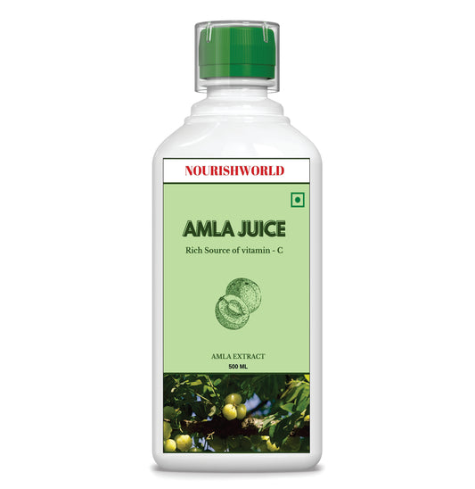 NOURISHWORLD Amla Juice 500ml Suitable for healthy Hair & Skin Detox juice for weight loss Natural Source of Vitamin C Organic & Natural Juice Made With Cold Pressed Amla