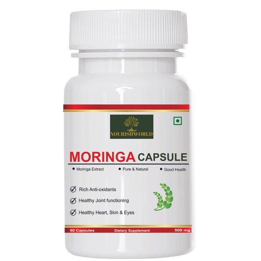 NOURISHWORLD | Moringa Leaf Powder Capsules Drumstick Tree Leaf Powder Capsules, Pure Shigru