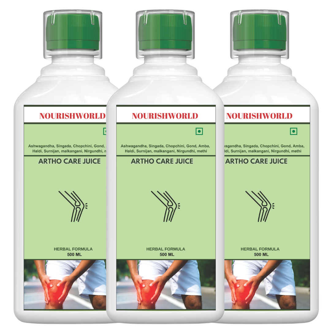 NOURISHWORLD | Joint Pain Care Juice - 500 ml | Natural Pain Reliever |9 Powerful Herbs like Rasana, Kutaki, Daru Haridra Ashwagandha Strengthens the muscle | Sugar free Juice (Pack of 3)